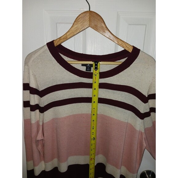 J Jason Wu Top Knit Women's XL Multi Striped Sweater Pink White Maroon **flaw** - Picture 11 of 12